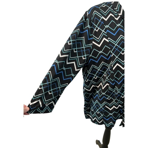 Robert Louis Blouse Size XL Multicolored Tie Neck Pullover Geometric Print Shirt - Picture 6 of 12